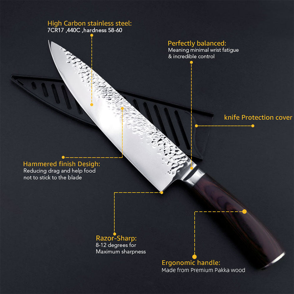 Kitchen Knife Set Chef Knife Santoku Japanese Knives1-6pcs 7CR17 High Carbon Stainless Steel Full Tang Fish Utility Paring Knife