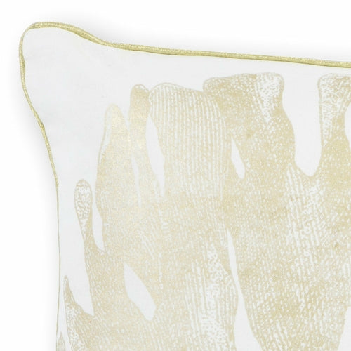 Square Tropical White and Gold Coral Accent Pillow