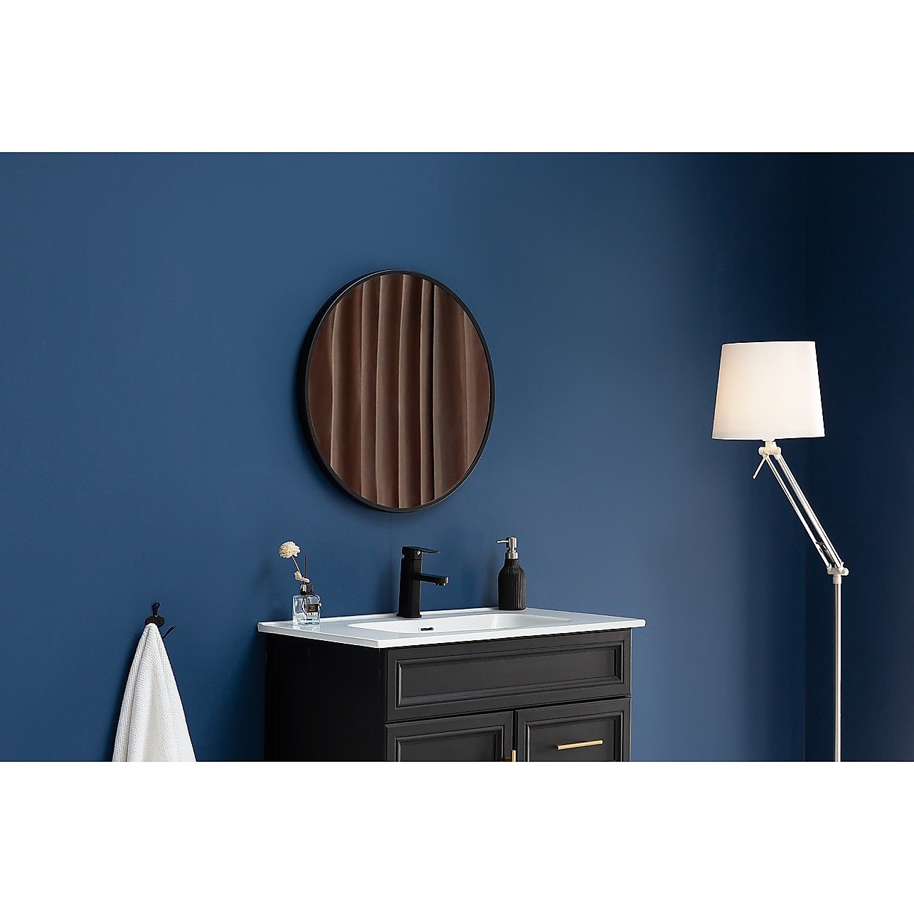 80cm Round Wall Mirror Bathroom Makeup Mirror by Della Francesca -