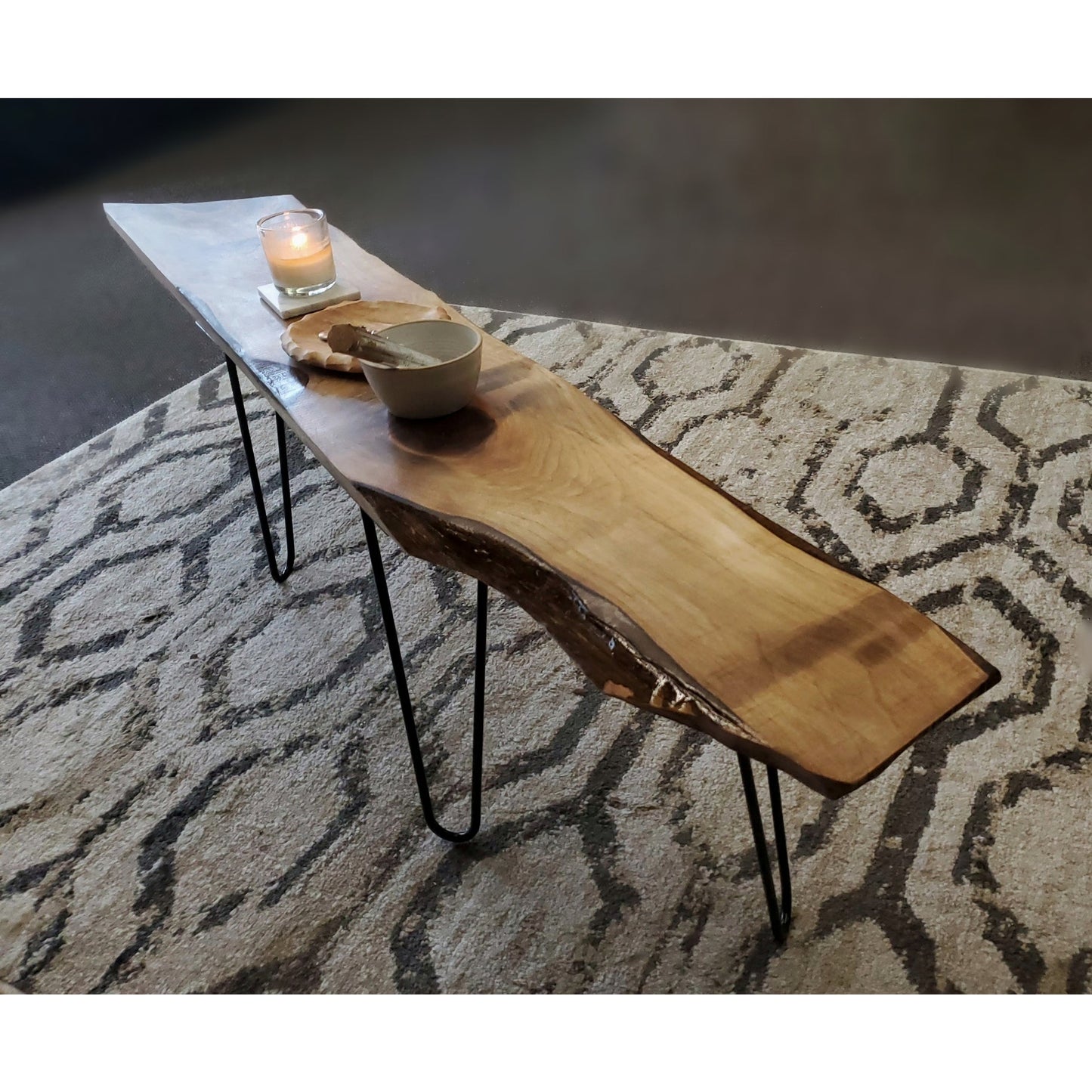 Live Edge Coffee Table with Hairpin Legs