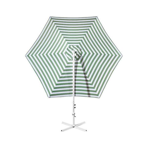 Striped Outdoor Umbrella For Garden Patio Green And White Stripe
